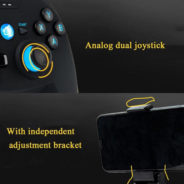 CX-X1  2.4GHz + Bluetooth 4.0 Wireless Game Controller Handle - Android / iOS / PC / PS3 Handle + Bracket+ Receiver (Blue)