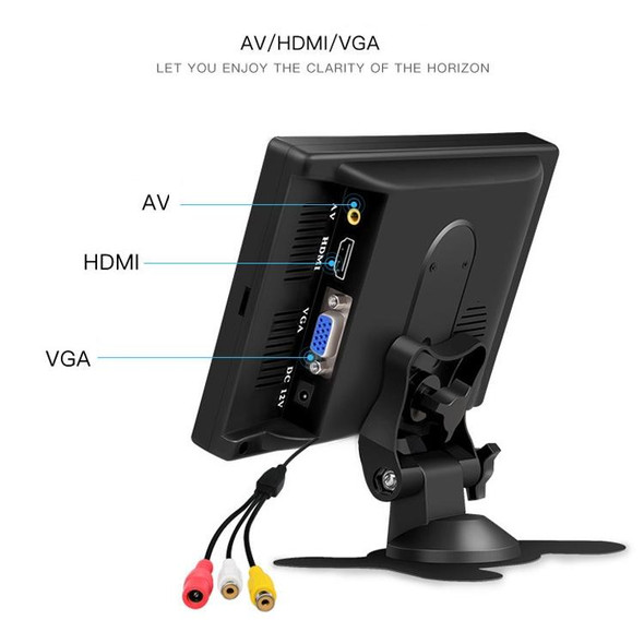 YB-700A-1 7 Inch 12/24V HD Car Monitor Display HDMI VGA AV Interface Home Computer Video Player Resolution: 1024 x 600