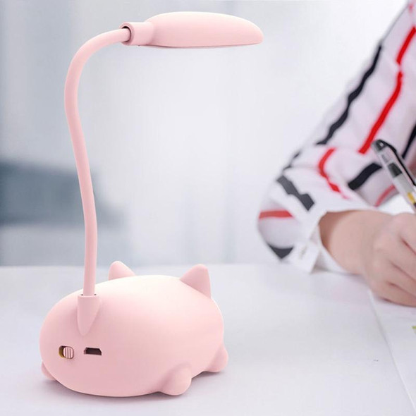 Cartoon Cat Design LED Eye Protection Reading Lamp USB Rechargeable Desk Lamp(Blue)