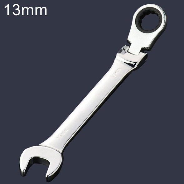 13mm Dual-use Opening Plum Ratcheting Angled Wrench , Length: 17.8cm(Silver)
