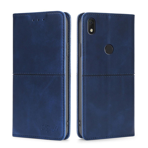 Alcatel Axel/Lumos Cow Texture Magnetic Horizontal Flip Leatherette Phone Case(Blue)