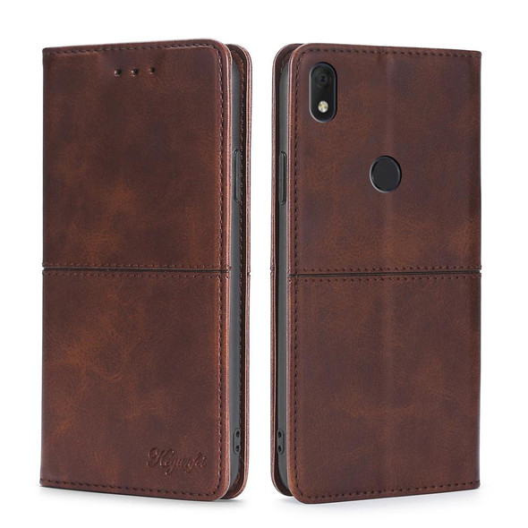 Alcatel Axel/Lumos Cow Texture Magnetic Horizontal Flip Leatherette Phone Case(Dark Brown)