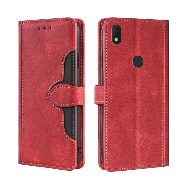 Alcatel Axel / Lumos Skin Feel Straw Hat Magnetic Buckle Leatherette Phone Case(Red)