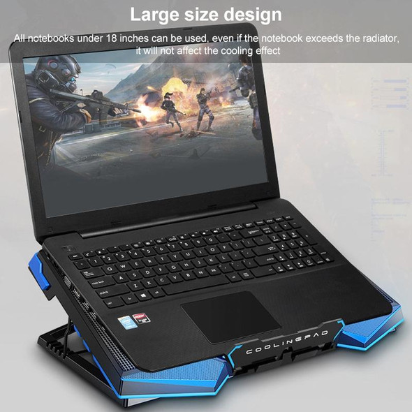 5 Fan 2 USB Lifting Folding Laptop Cooling Stand(Blue Red)