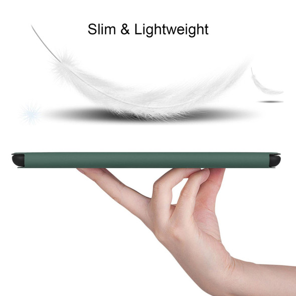Samsung Galaxy Tab S8 / Galaxy Tab S7 SM-T870/T875 Dual-Folding Horizontal Flip Tablet Leather Case with Holder & Sleep / Wake-up Function(Dark Green)