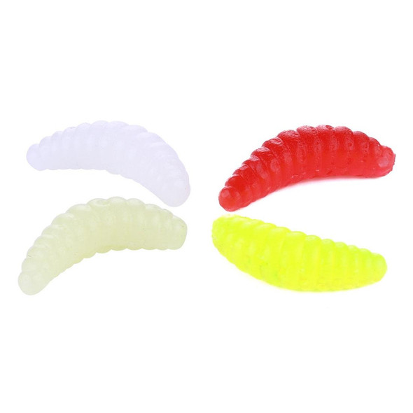 HENGJIA SO106 50 PCS 20mm Simulation Bread Bait Worms Crescent Soft Bait Horseback Fish Worm Bait Fishing Gear (White)