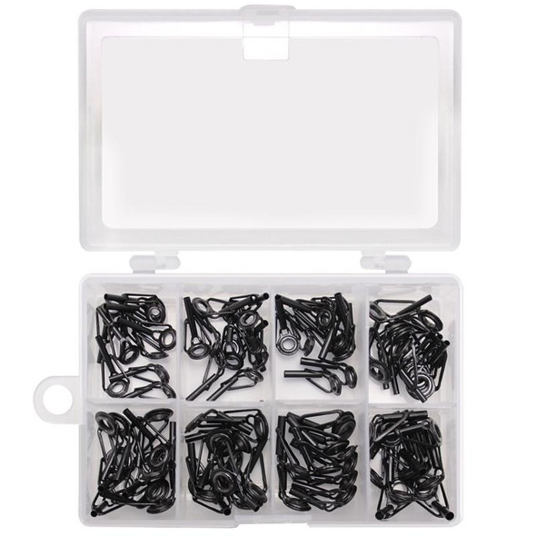 80 PCS / Box Top Ring Leading Eye Lure Rod Accessories, Style: Iron+Ceramic Ring(Black)