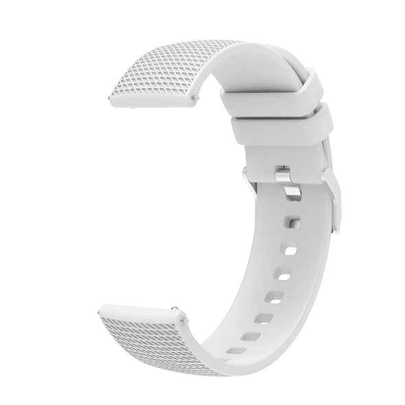 22mm Pockmarked Silver Buckle Silicone Watch Band for Huawei Watch / Samsung Galaxy Watch(White)