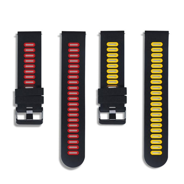 20mm Universal Double Color Silicone Watch Band(Black Red)