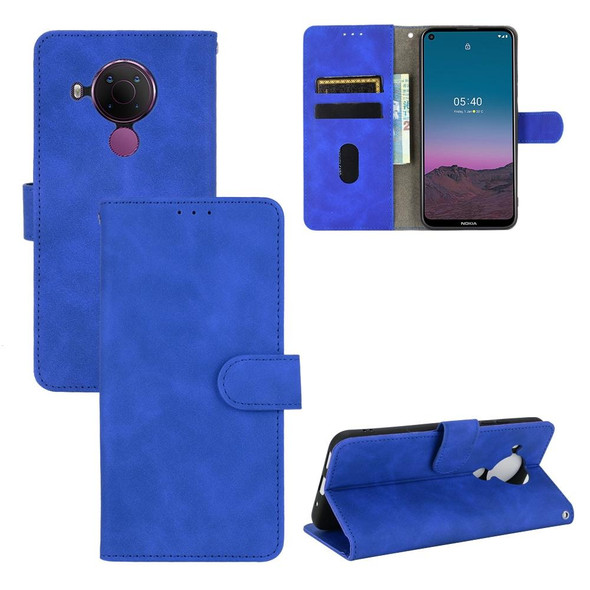 Nokia 5.4 Solid Color Skin Feel Magnetic Buckle Horizontal Flip Calf Texture PU Leather Case with Holder & Card Slots & Wallet(Blue)