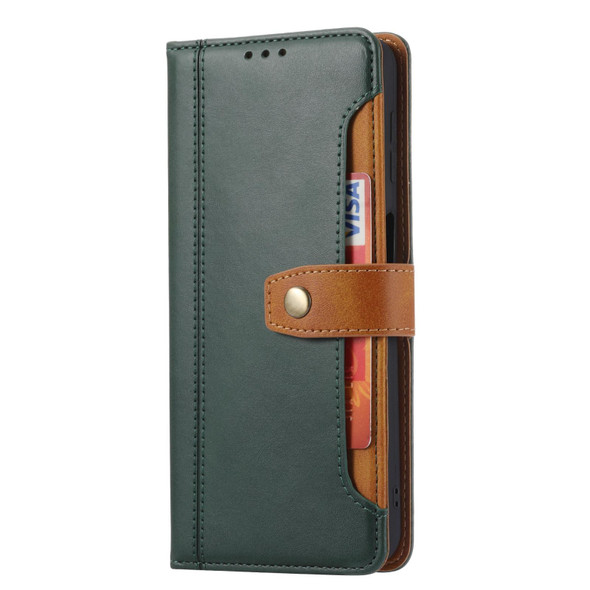 Calf Texture Double Fold Clasp Horizontal Flip Leatherette Case with Photo Frame & Holder & Card Slots & Wallet - iPhone 13 Pro Max(Green)