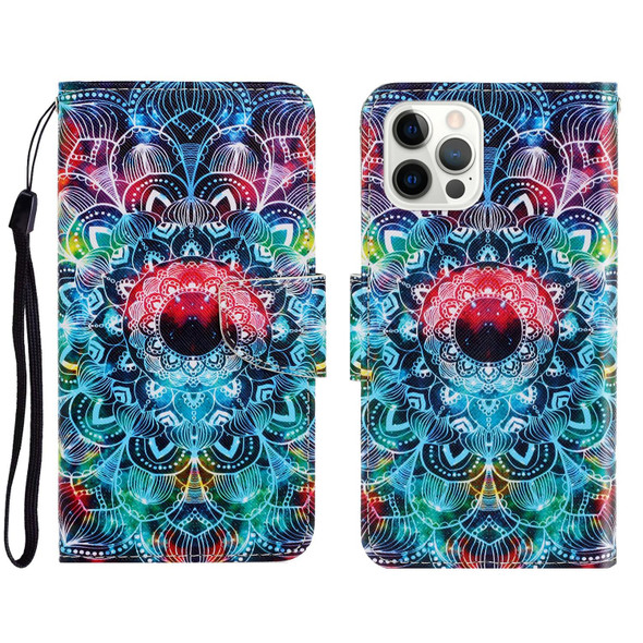 3D Colored Drawing Horizontal Flip Leatherette Phone Case - iPhone 13 Pro Max(Mandala)