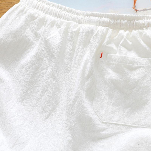 Casual Loose Cotton Linen Five-point Shorts, Size: L(White)