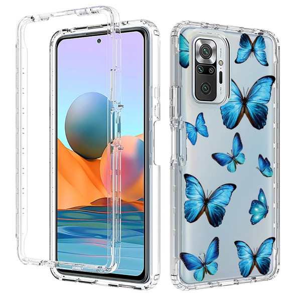 Xiaomi Redmi Note 10 Pro PC+TPU Transparent Painted Phone Case(Blue Butterflies)