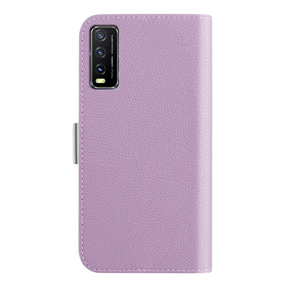 vivo Y20 2021 Indian Candy Color Litchi Texture Leather Phone Case(Light Purple)