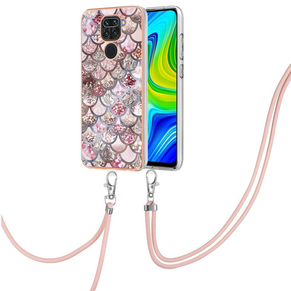 Xiaomi Redmi Note 9 / Redmi 10X 4G Electroplating IMD TPU Phone Case with Lanyard(Pink Scales)