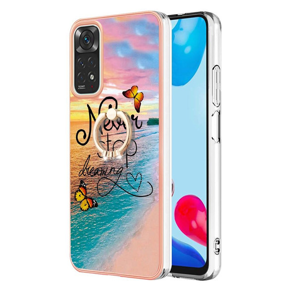 Xiaomi Redmi Note 11S / Note 11 Global Electroplating IMD TPU Phone Case with Ring(Dream Butterfly)