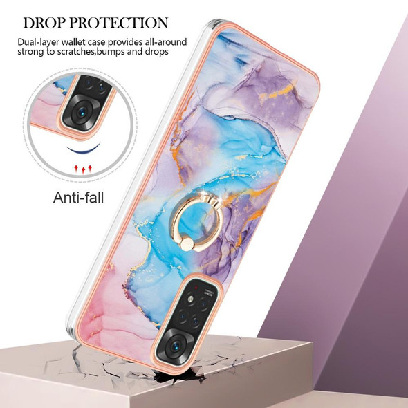 Xiaomi Redmi Note 11S / Note 11 Global Electroplating IMD TPU Phone Case with Ring(Blue Marble)