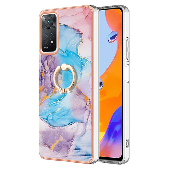 Xiaomi Redmi Note 11 Pro 5G / 4G Global Electroplating IMD TPU Phone Case with Ring(Blue Marble)