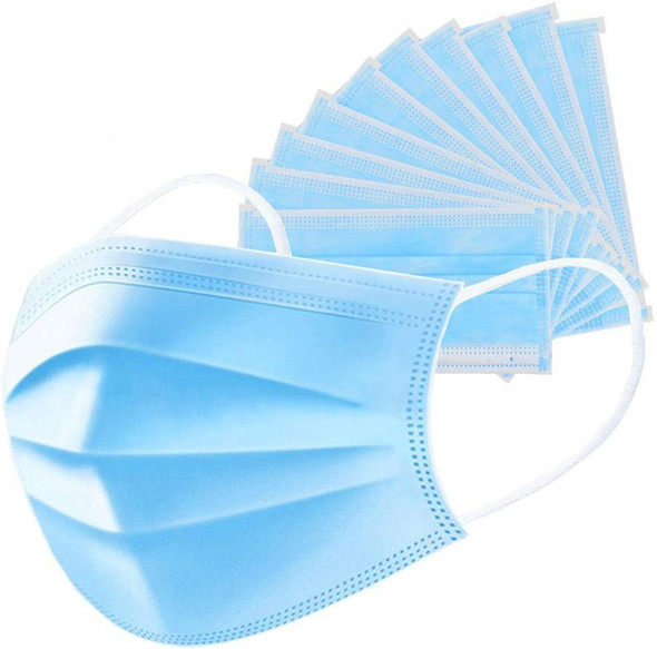 3-Ply Disposable Protective Face Masks 50-Piece