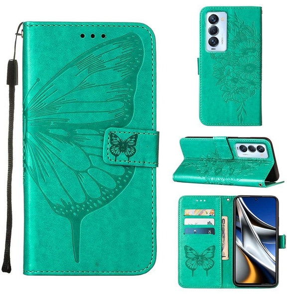 Tecno Camon 18 Premier Embossed Butterfly Leather Phone Case(Green)