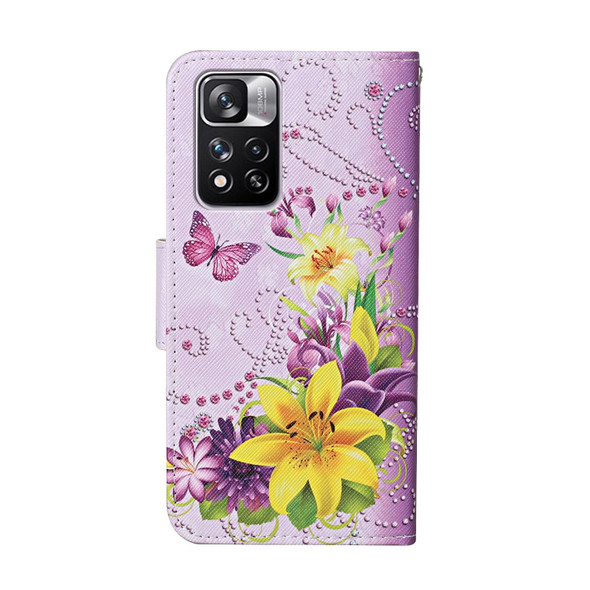 Xiaomi Redmi Note 11 Pro China Colored Drawing Pattern Flip Leather Case(Yellow Flower Butterfly)