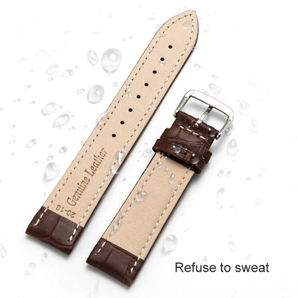 20mm Two-layer Cowhide Leatherette Bamboo Joint Texture Watch Band(Red)