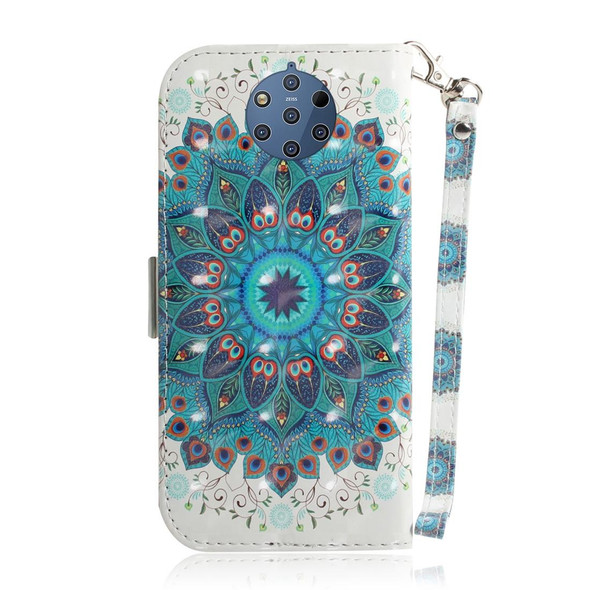 3D Colored Drawing Peacock Wreath Pattern Horizontal Flip Leatherette Case for Nokia 9, with Holder & Card Slots & Wallet