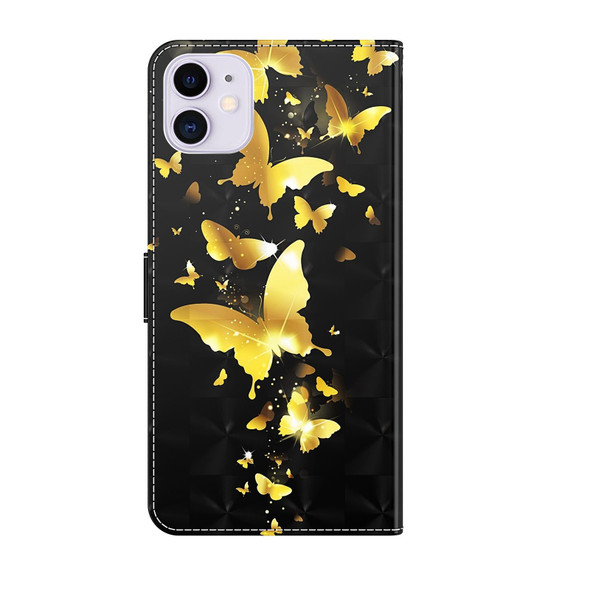 3D Painting Pattern Horizontal Flip TPU + PU Leatherette Case with Holder & Card Slots & Wallet - iPhone 13(Gold Butterflies)