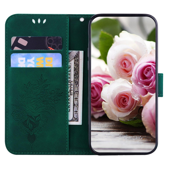 Xiaomi Redmi K40S Butterfly Rose Embossed Leather Phone Case(Green)