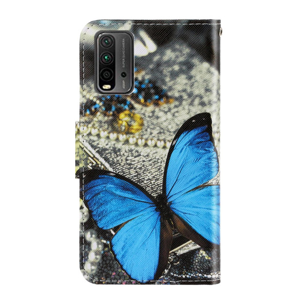 Xiaomi Redmi 9T 3D Colored Drawing Leather Phone Case(A Butterfly)