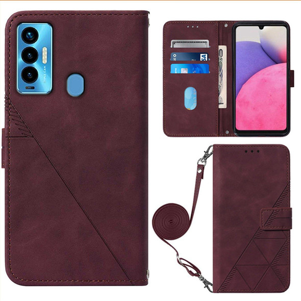 Tecno Camon 18i Crossbody 3D Embossed Flip Leather Phone Case(Wine Red)