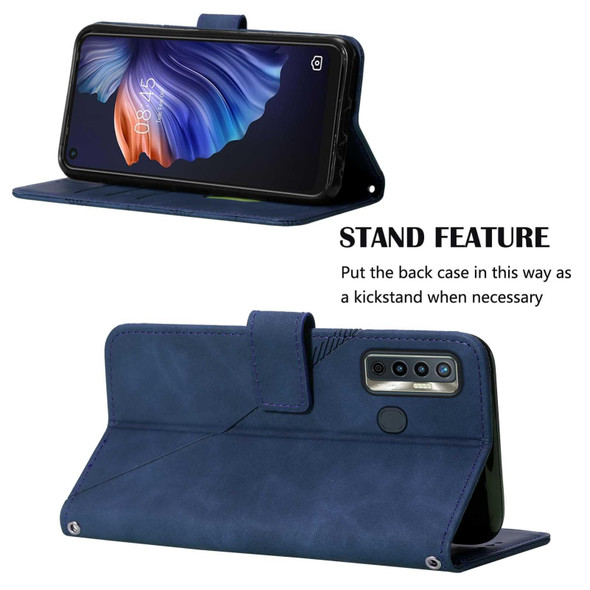 Tecno Camon 17 Crossbody 3D Embossed Flip Leather Phone Case(Blue)