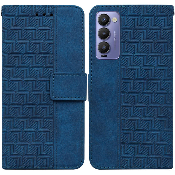 Tecno Camon 18 / 18P Geometric Embossed Leather Phone Case(Blue)