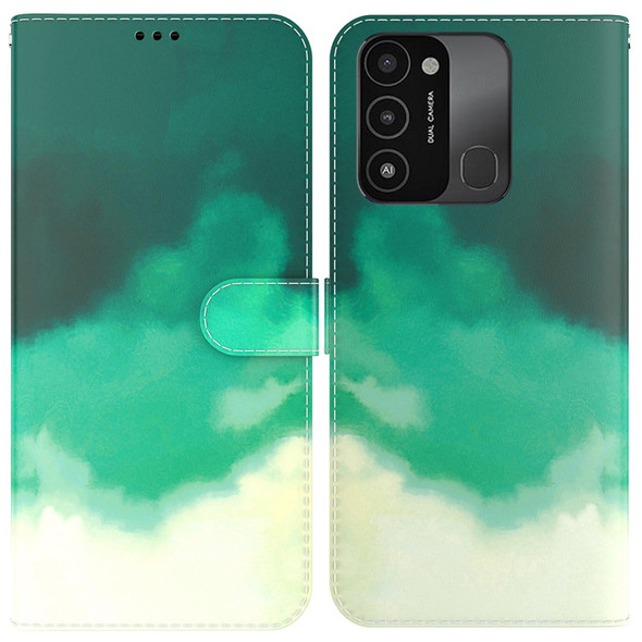 Tecno Spark Go 2022 / Spark 8C Watercolor Pattern Horizontal Flip Leather Phone Case(Cyan Green)