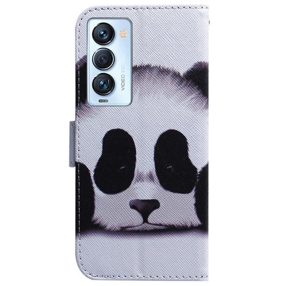 Tecno Camon 18 Premier Coloured Drawing Leather Phone Case(Panda)