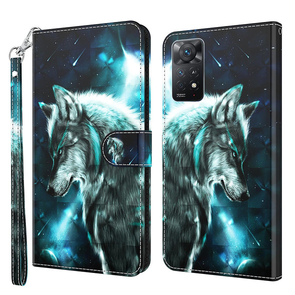 Xiaomi Redmi Note 11 4G International 3D Painting Pattern TPU + PU Leather Phone Case(Wolf)