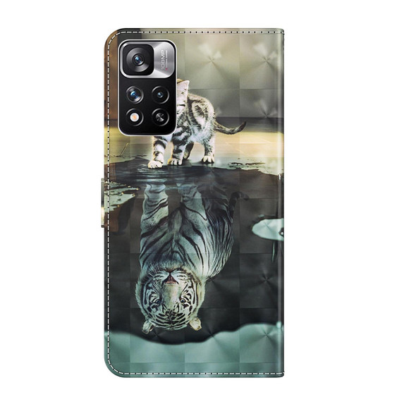 Xiaomi Redmi Note 11 Pro / 11 Pro+ 3D Painting Pattern TPU + PU Leather Phone Case(Cat Tiger)