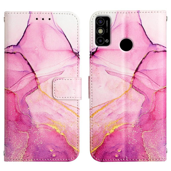 Tecno Spark Go 2021 PT003 Marble Pattern Flip Leather Phone Case(Pink Purple Gold LS001)