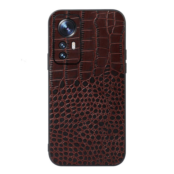 Xiaomi 12 Pro Crocodile Top Layer Cowhide Leather Phone Case(Coffee)