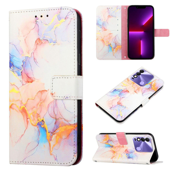 Tecno Spark 8 PT003 Marble Pattern Flip Leather Phone Case(Galaxy Marble White LS004)