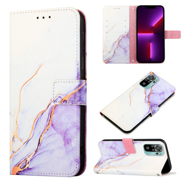 Xiaomi Redmi Note 10 Pro / Note 10 Pro Max PT003 Marble Pattern Flip Leather Phone Case(White Purple LS006)