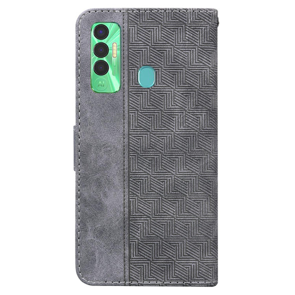 Tecno Spark 7P Geometric Embossed Leather Phone Case(Grey)