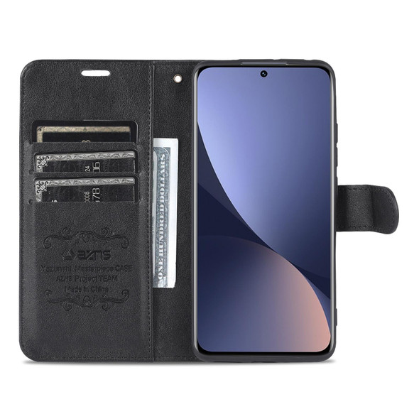 Xiaomi 12 5G AZNS Sheepskin Texture Flip Leather Phone Case(Black)