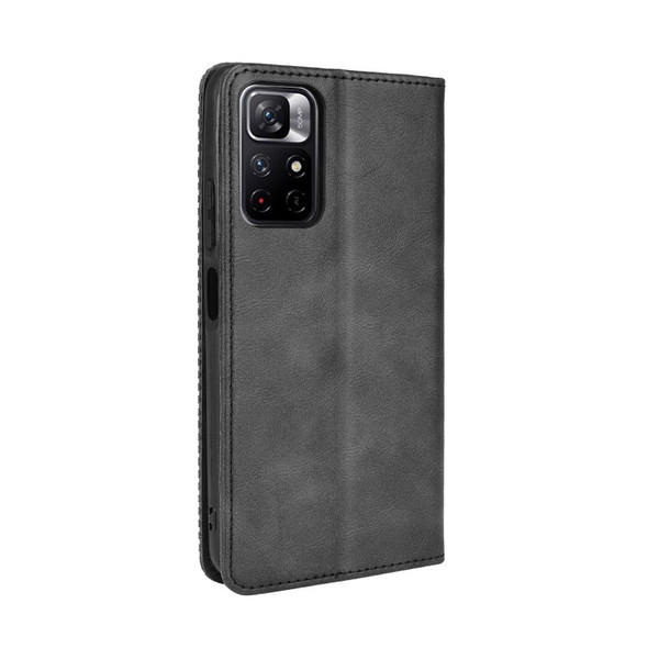 Xiaomi Redmi Note 11 / Poco M4 Pro Magnetic Buckle Retro Texture Leather Case(Black)