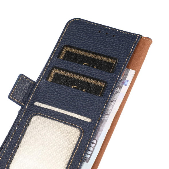 Xiaomi Redmi Note 10 Pro KHAZNEH Side-Magnetic Litchi Genuine Leather RFID Phone Case(Blue)