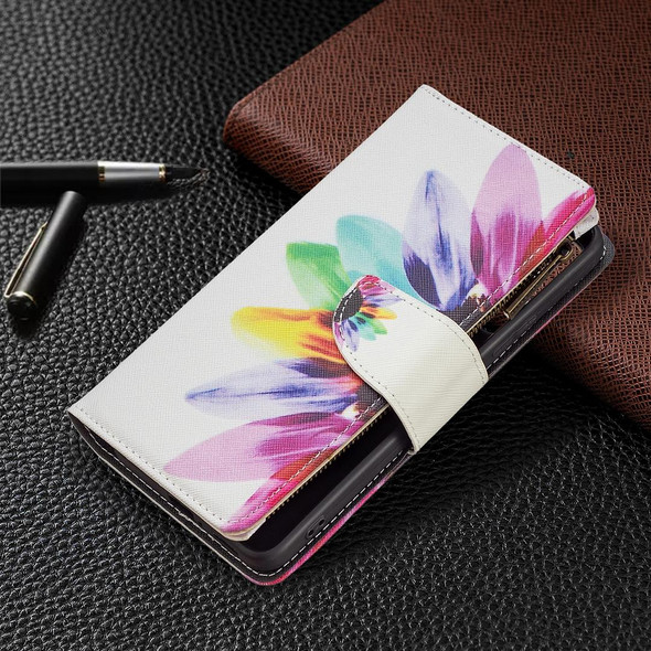 Xiaomi Redmi Note 11 Pro / 11 Pro+ Colored Drawing Pattern Zipper Leather Phone Case(Sun Flower)