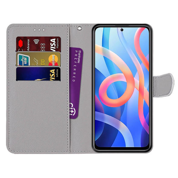 Xiaomi Redmi Note 11 Coloured Drawing Cross Texture Horizontal Flip Leather Phone Case with Holder & Card Slots & Wallet & Lanyard(Golden Butterfly Group)
