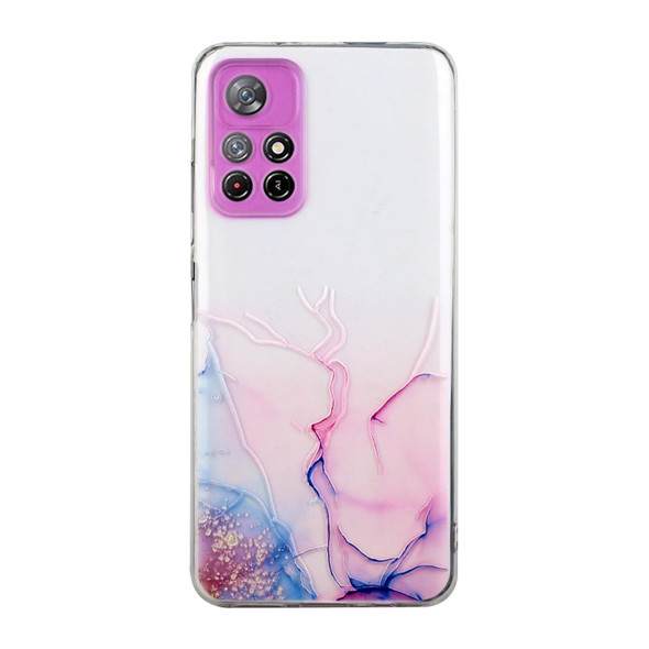 Xiaomi Redmi Note 11 Hollow Marble Pattern TPU Precise Hole Phone Protective Case(Pink)