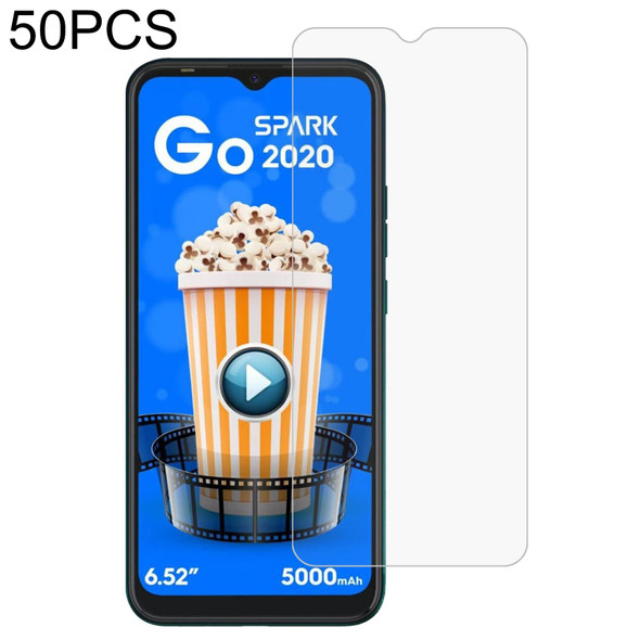 50 PCS 0.26mm 9H 2.5D Tempered Glass Film - Tecno Spark Go 2020